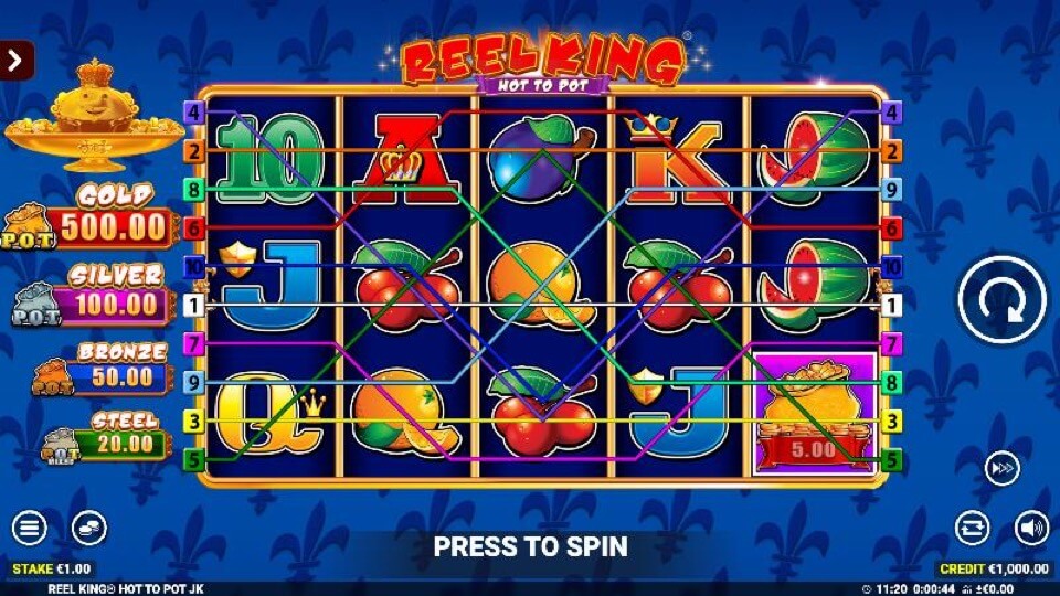 Линии выплат в Reel King Hot To Pot